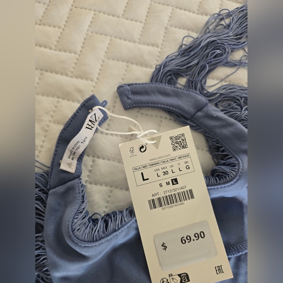 NWT Zara Blue Fringe Dress - Picture 12 of 12